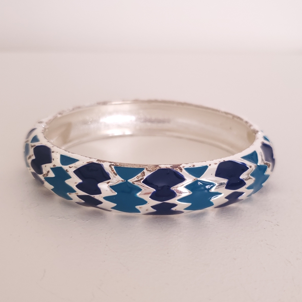 Blue Sulver Bangle Bracelet